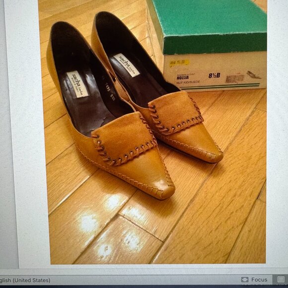 SACHA LONDON NOELIA NUT KID/SUEDE KITTEN HEEL, 8.5 M/W - Picture 2 of 7